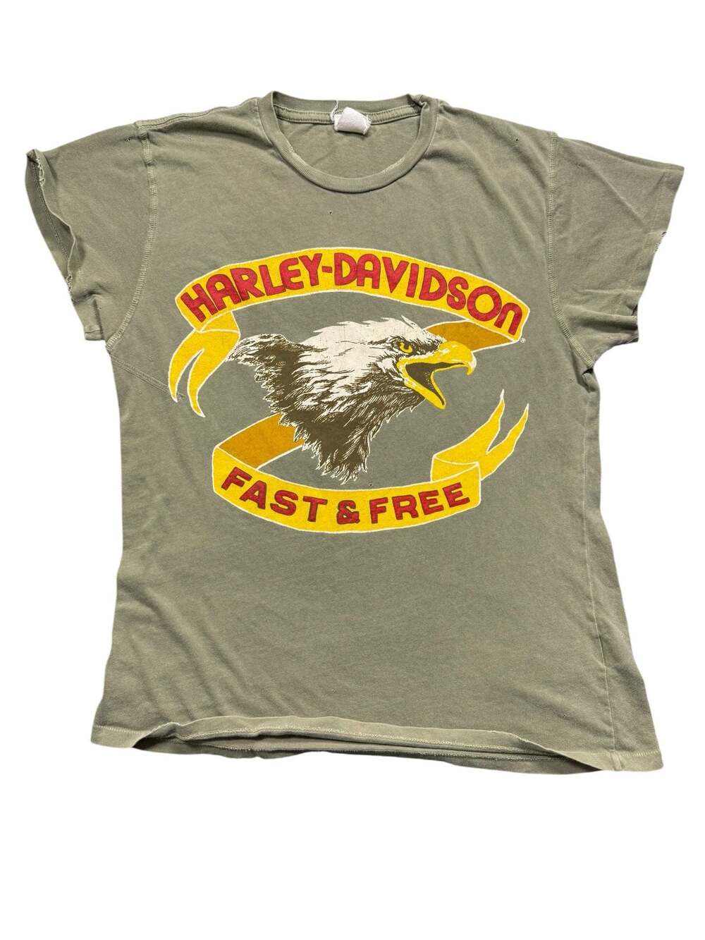 MadeWorn Olive Green T-Shirt with Yellow and Red Eagle Graphic